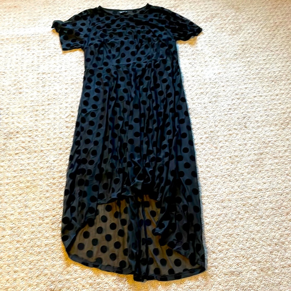 City Chic black polka dot high low dress size 16